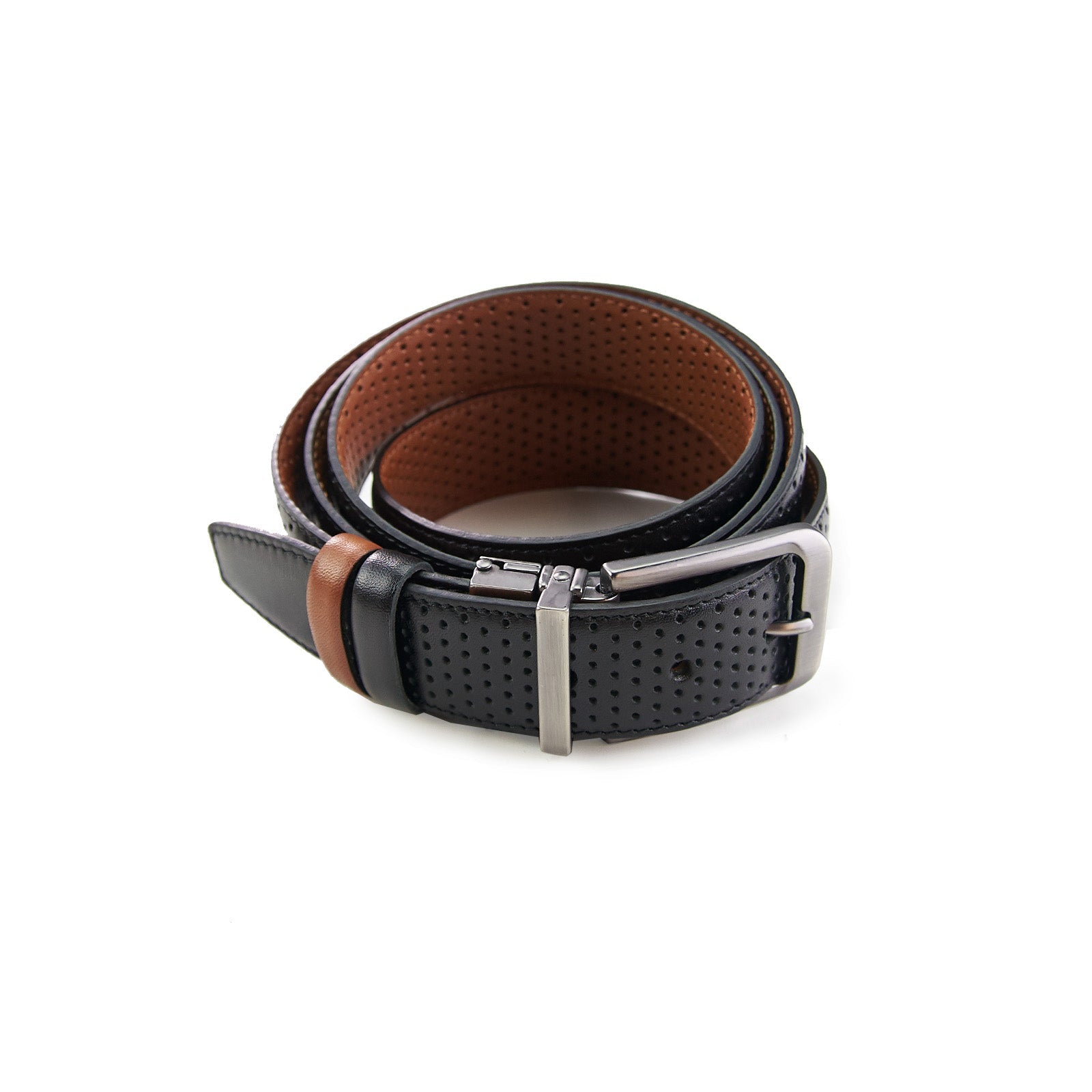 Hammer Made Men s Perforated Leather Belt Black Brown