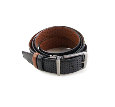 Black/brown perforated belt - 12545-63828 - Hammer Made