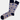 Beige/Navy Medallion Socks: Beige cotton socks with navy toes, heels, and cuffs, decorated with a blue and yellow geometric dot pattern. Made in Turkey.