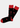 The Black Lips Sock is a pair of cotton socks, size 8-12, in black with red toes, heels, and cuffs, decorated with a playful pattern of red lips showing white teeth.