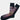 The Black/Multi Half Stripe Sock is a pair of black cotton socks featuring colorful horizontal stripes along the sides and soles, accented with a thin magenta border. Made in Turkey, these socks incorporate an array of bright colors for a vibrant and playful look, and are available in size 8-12.