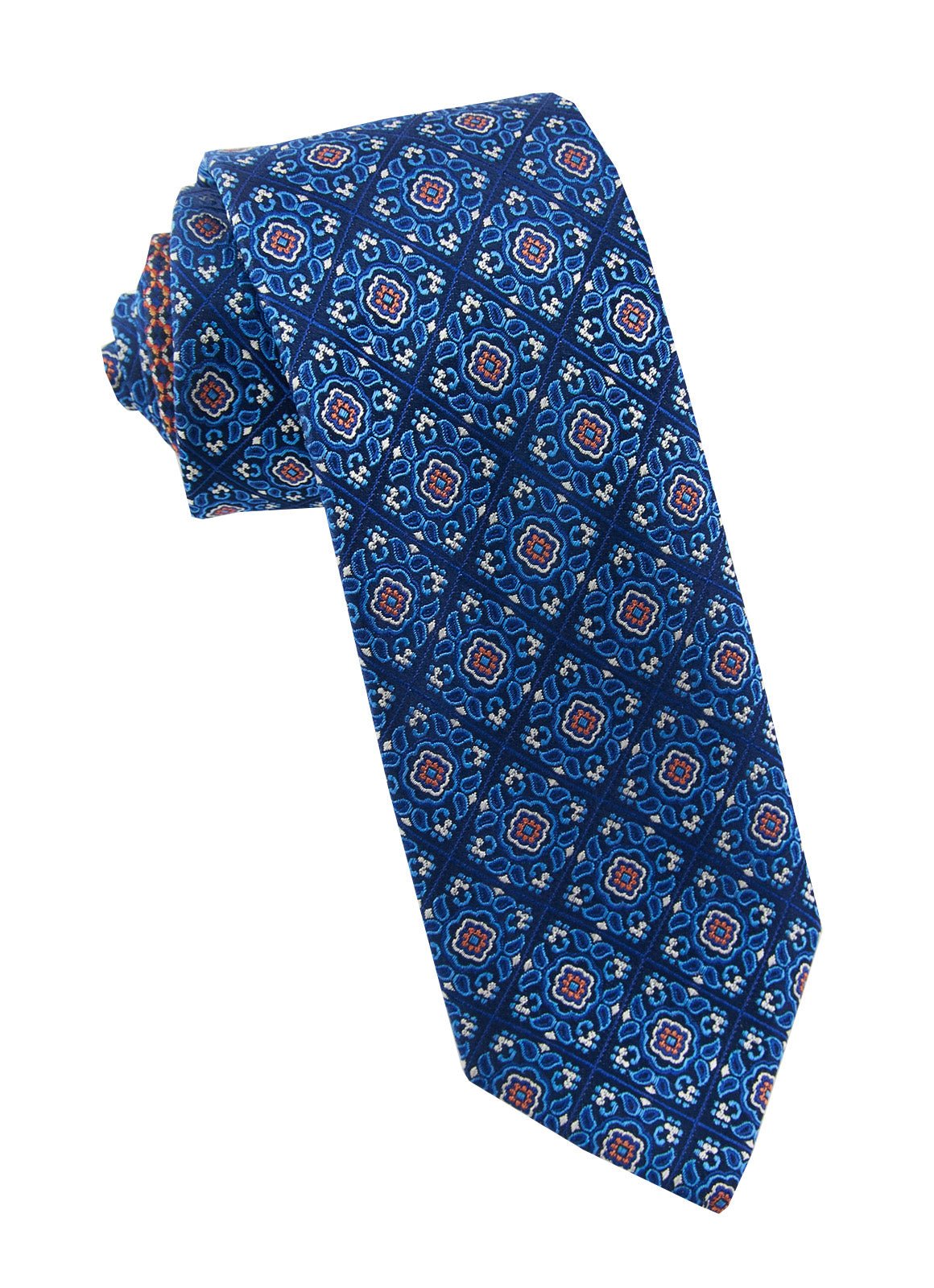 Blue Floral Med Silk Neck Tie - 15134 - 80751 - Hammer Made