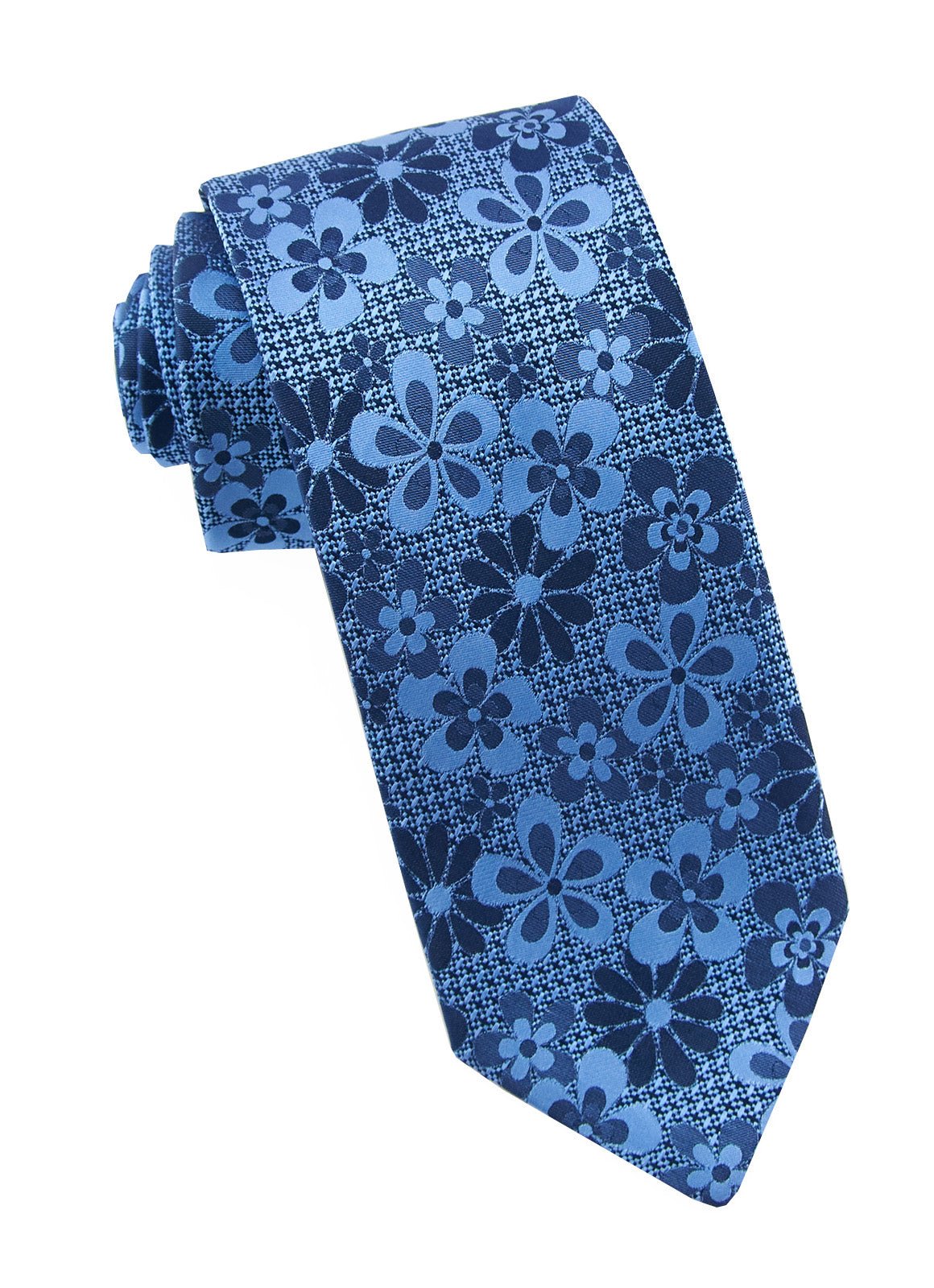 Blue Floral Silk Neck Tie - 15134 - 80737 - Hammer Made