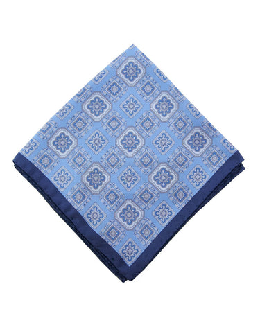 Blue Medallion Silk Pocket Square - 15136 - 80812 - Hammer Made