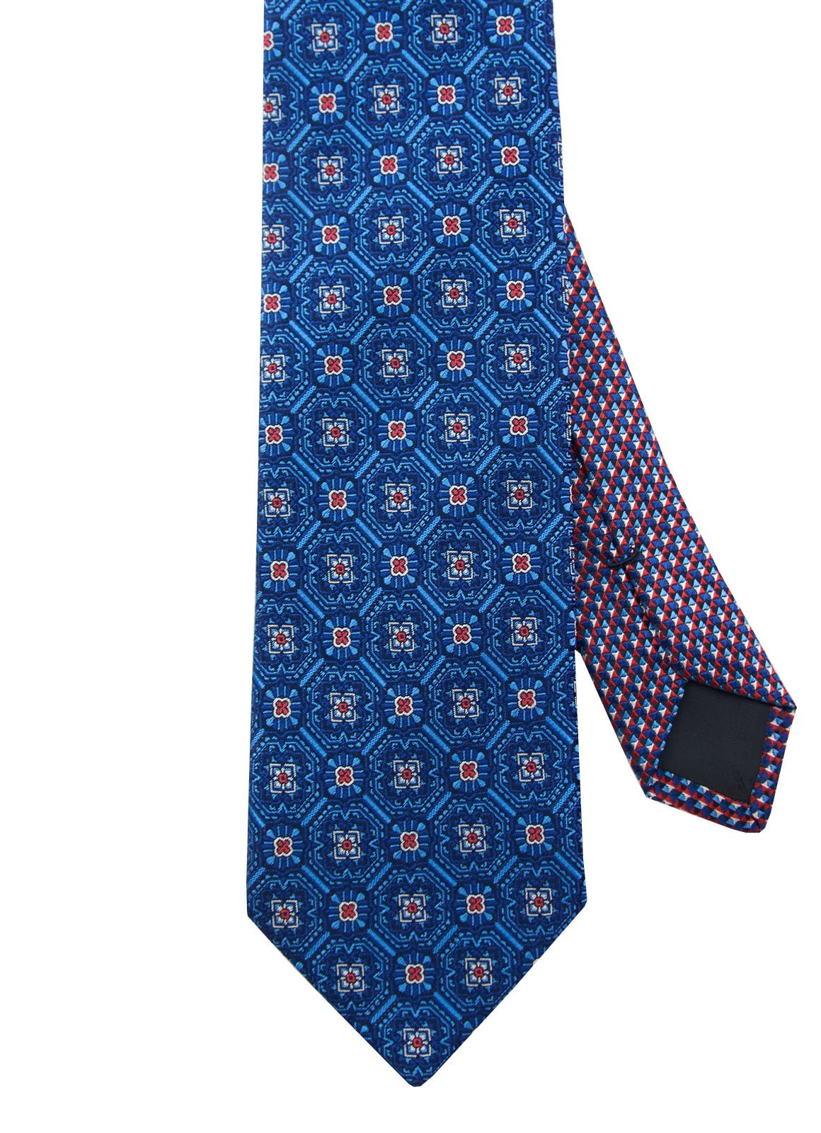 Blue/Red Floral Silk Neck Tie - 15134 - 80743 - Hammer Made