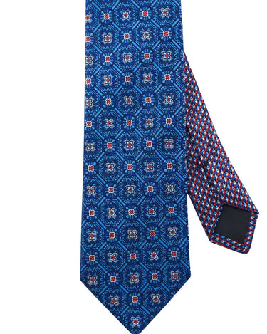 Blue/Red Floral Silk Neck Tie - 15134 - 80743 - Hammer Made