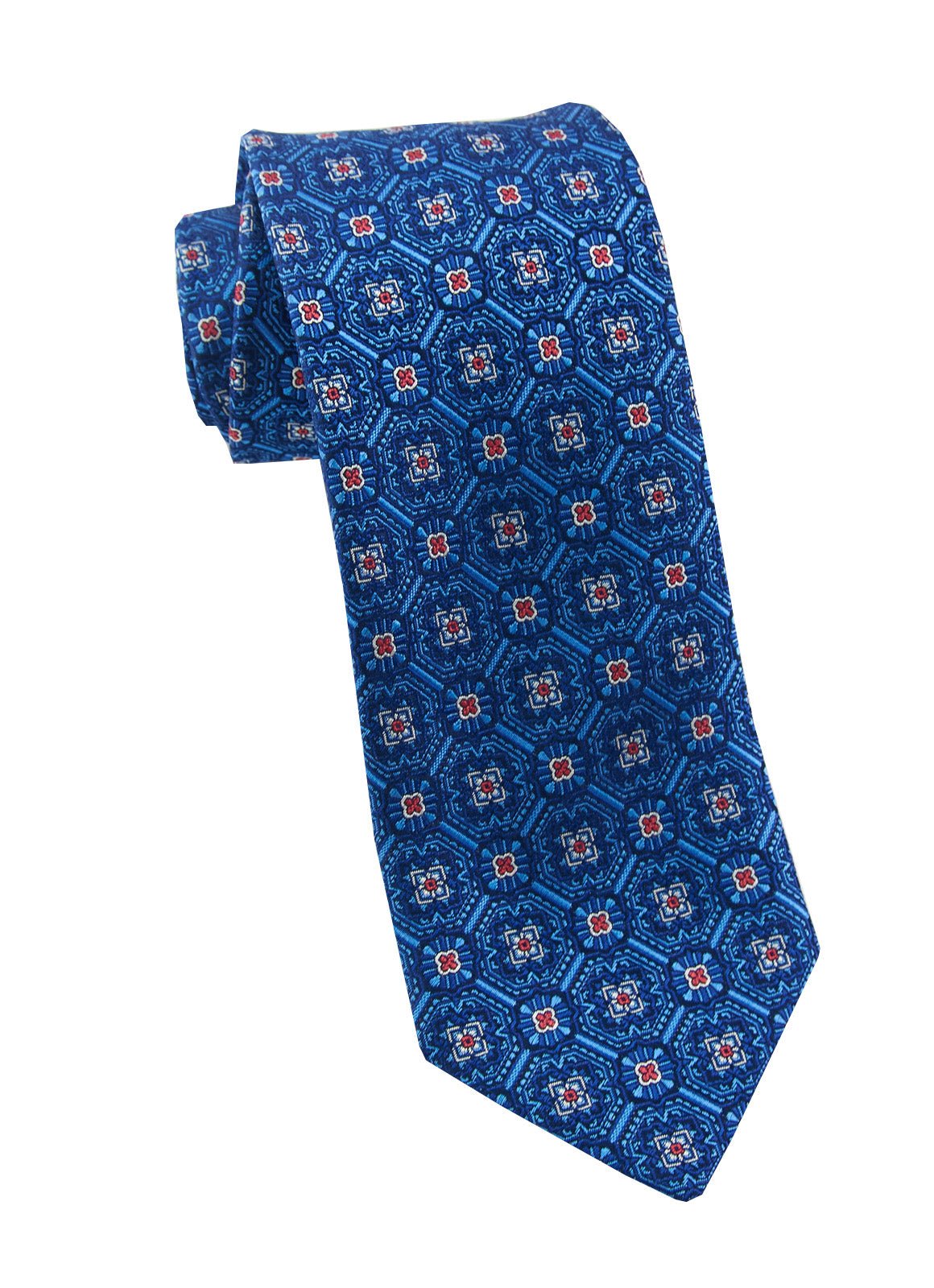 Blue/Red Floral Silk Neck Tie - 15134 - 80743 - Hammer Made