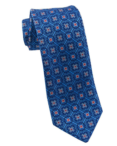 Blue/Red Floral Silk Neck Tie - 15134 - 80743 - Hammer Made