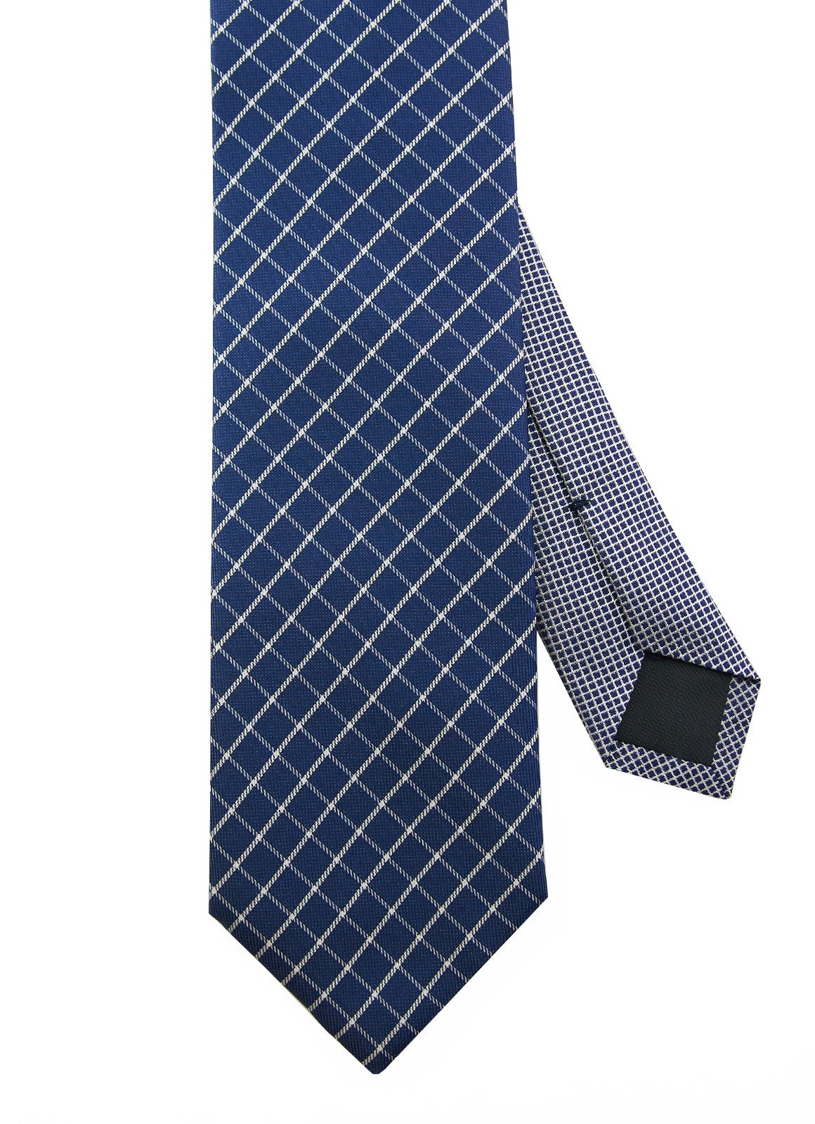Dk Blue Check Silk Neck Tie - 15134 - 80746 - Hammer Made