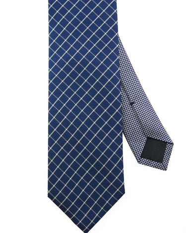 Dk Blue Check Silk Neck Tie - 15134 - 80746 - Hammer Made