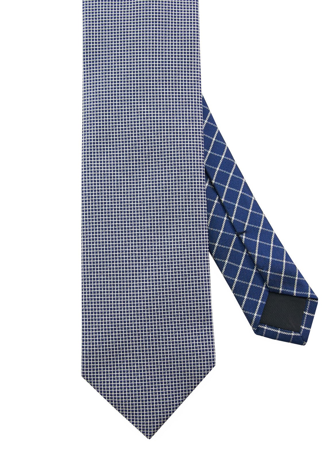 Dk Blue Grid Silk Neck Tie - 15134 - 80745 - Hammer Made
