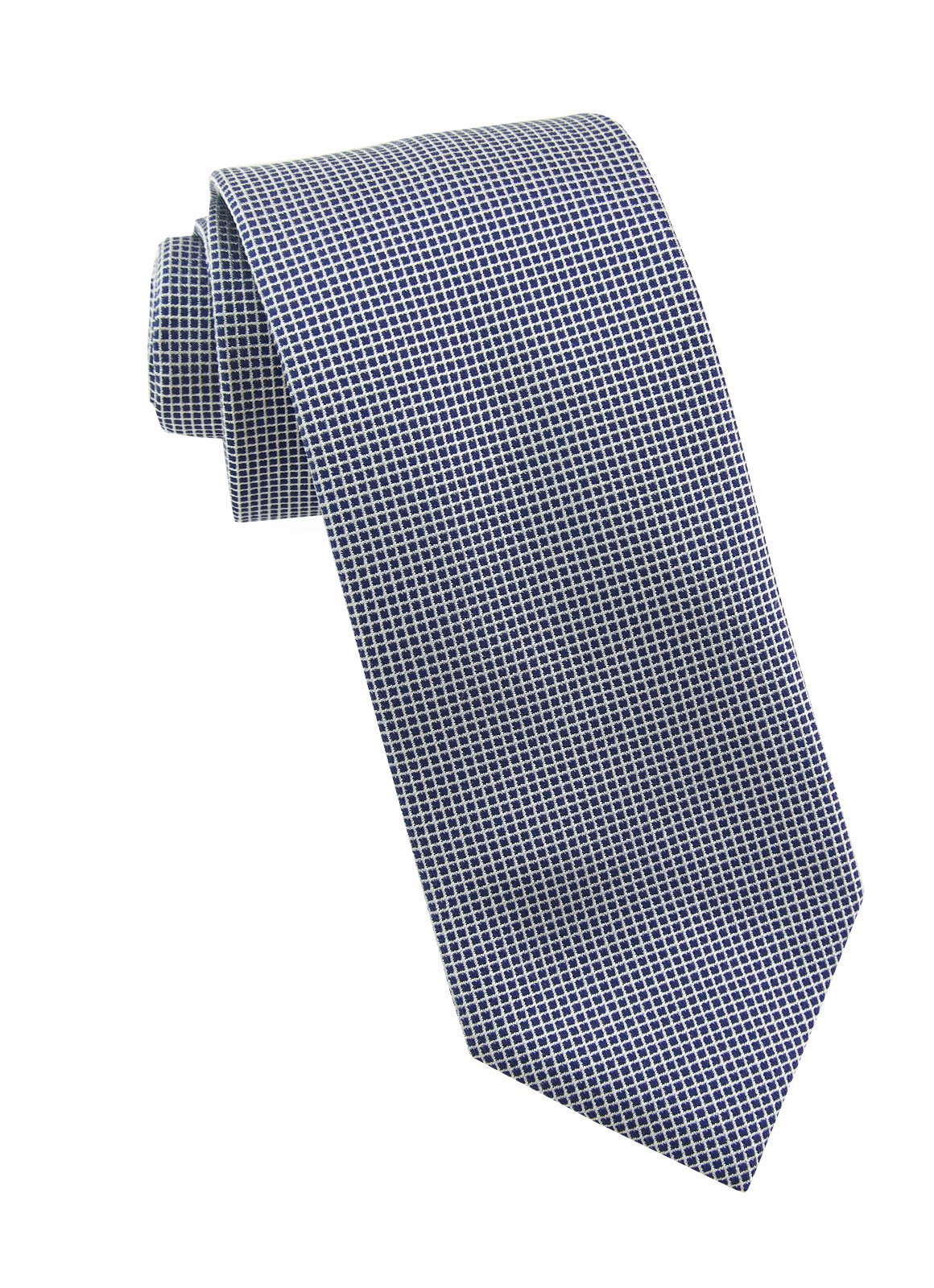 Dk Blue Grid Silk Neck Tie - 15134 - 80745 - Hammer Made