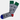 The Grey E-Gamer Sock features gray cotton with green cuffs, one blue toe, one red toe, and a video game controller pattern. Fits sizes 8-12. Made in Turkey.