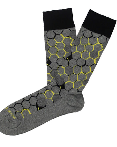 Grey/Yellow Honeycomb Sock - 14547 - 74101 - Hammer Made