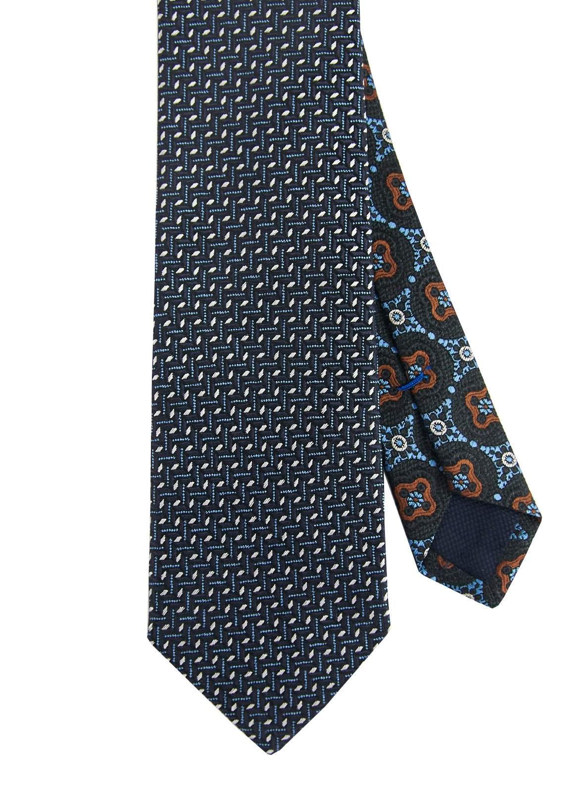 Navy Chevron Silk Neck Tie - 15134 - 79291 - Hammer Made
