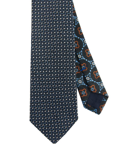 Navy Chevron Silk Neck Tie - 15134 - 79291 - Hammer Made