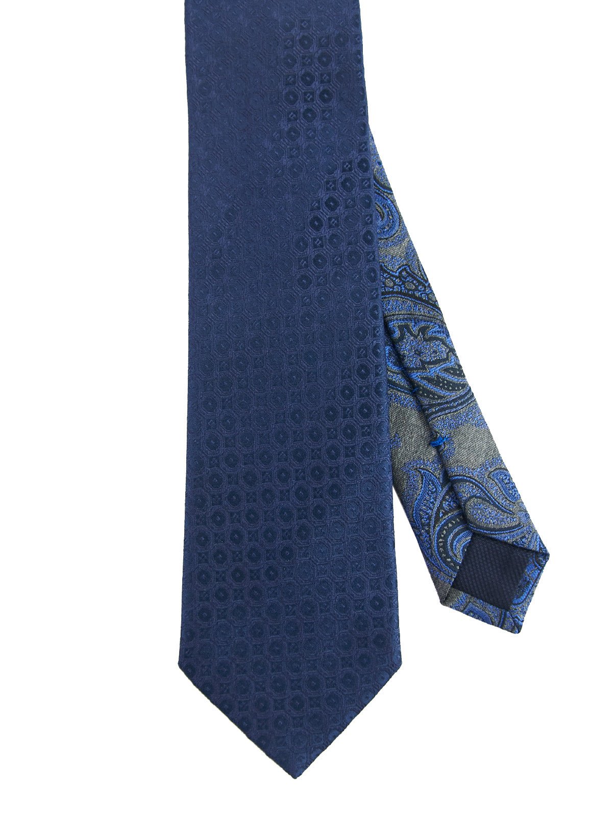 Navy Geo Silk Neck Tie - 15134 - 79303 - Hammer Made