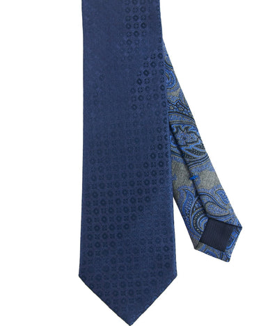 Navy Geo Silk Neck Tie - 15134 - 79303 - Hammer Made
