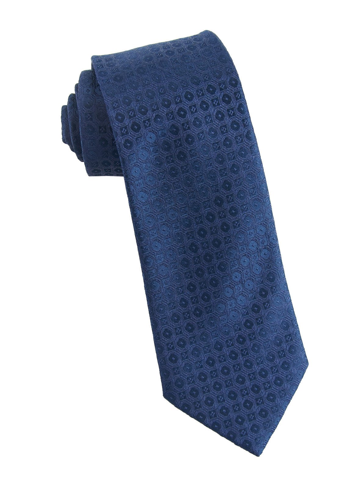 Navy Geo Silk Neck Tie - 15134 - 79303 - Hammer Made