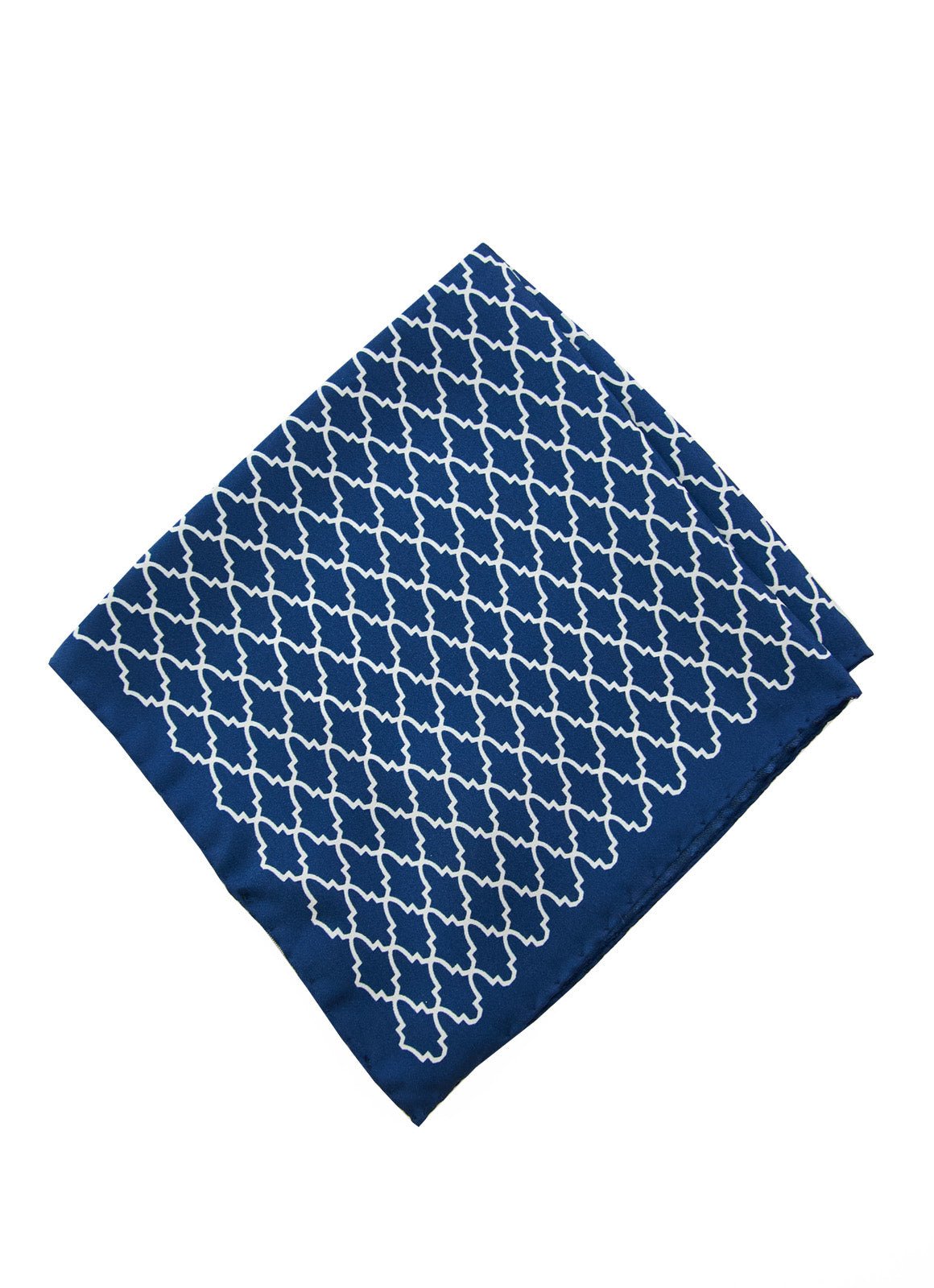 Navy Lattice Silk Pocket Square - 15136 - 80815 - Hammer Made