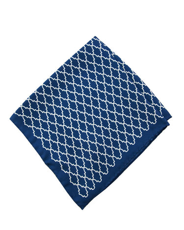 Navy Lattice Silk Pocket Square - 15136 - 80815 - Hammer Made