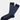 A pair of Navy/Orange Box Grid Socks, made from cotton and featuring a blue and red diamond pattern with solid navy heels, toes, and cuffs, is displayed on a white background. These stylish socks are made in Turkey and fit sizes 8-12.