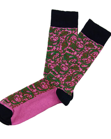 Pink & Green Paisley Socks - REF 44533 PL - 80763 - Hammer Made