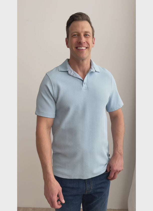 Jefferson Jacquard Stretch Polo - Lt Blue – Hammer Made