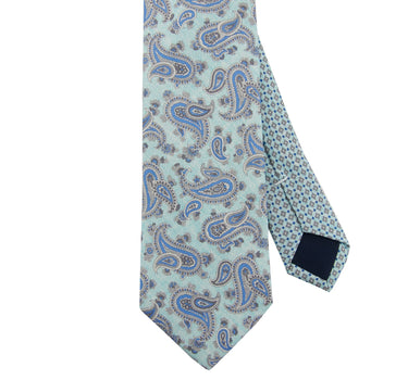 Printed Aqua Paisley Tie - 14782-75265 - Hammer Made