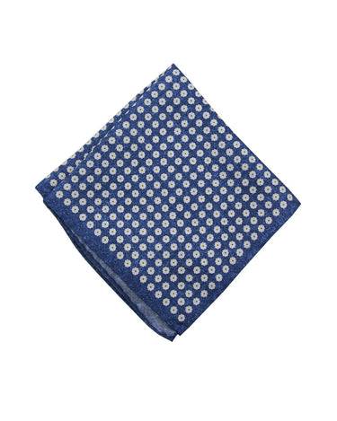 Printed Blue Flower Pocket Square - 14798-75285 - Hammer Made