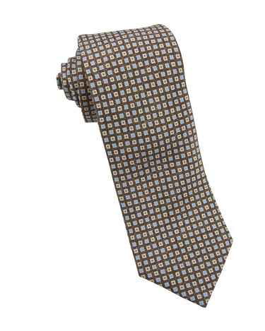 Printed Brown Mini Medallion Tie - 14771-75254 - Hammer Made