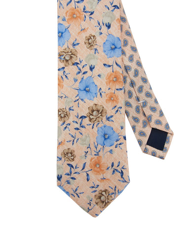 Printed Orange Flower Tie - 14780-75263 - Hammer Made