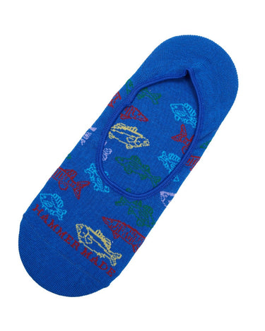 Royal/Multi Fish No Show Socks - SUB5159 PL - 81458 - Hammer Made
