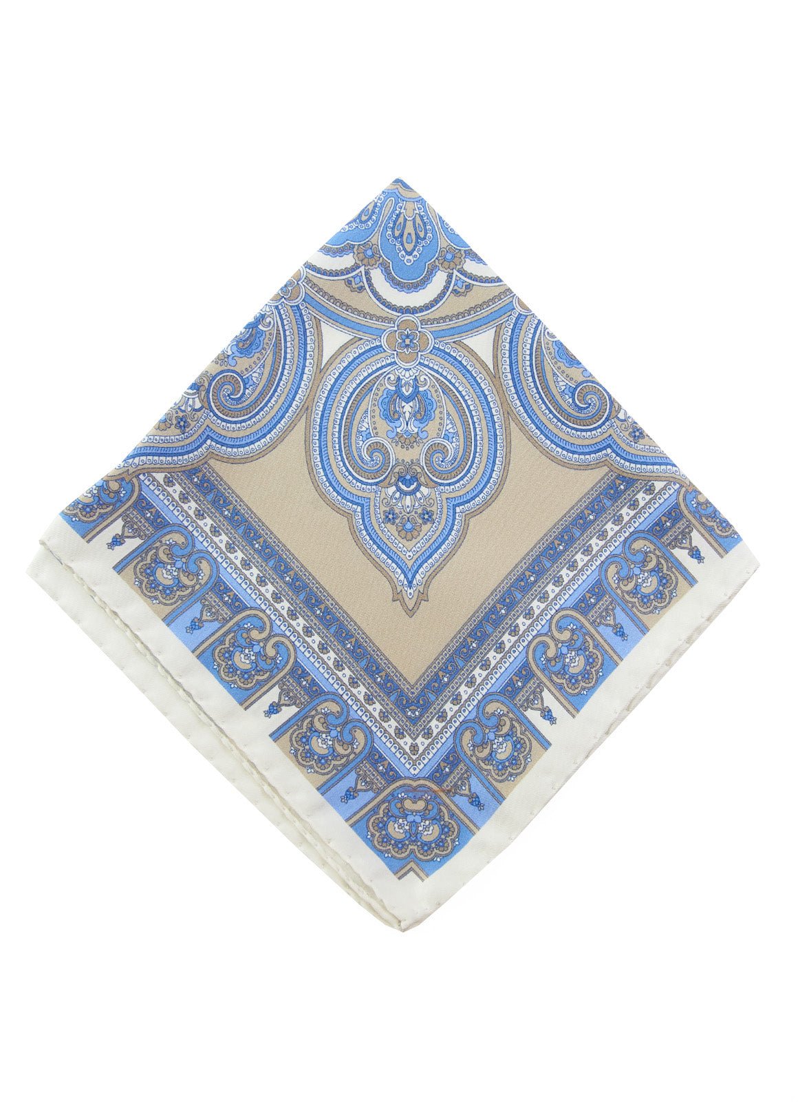 Tan Mandala Silk Pocket Square - 15136 - 80813 - Hammer Made