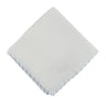 White w/ Lt Blue Stitch Silk Pocket Square - 15136 - 79329 - Hammer Made