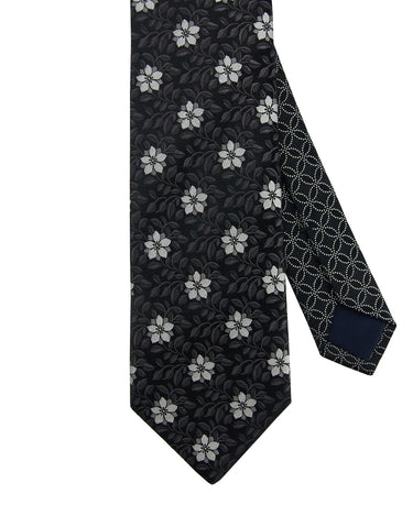 Woven Black Flower Tie - 14757-75240 - Hammer Made