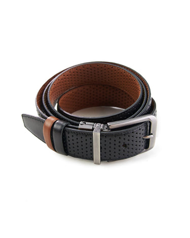 Black/brown perforated belt - 12545-63828 - Hammer Made
