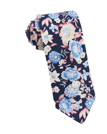 Dark blue floral tie - 14186-71445 - Hammer Made