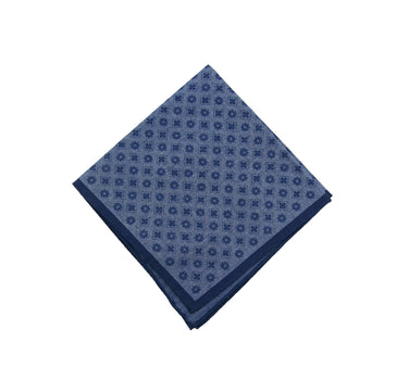 Dark blue medallion pocket square - 14220-71479 - Hammer Made