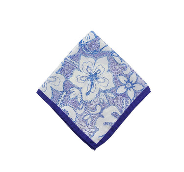 Dk blue tropical floral pocket square - 13929-70782 - Hammer Made