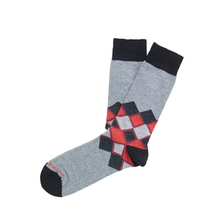 
  
      Grey/red outline diamond sock
    
