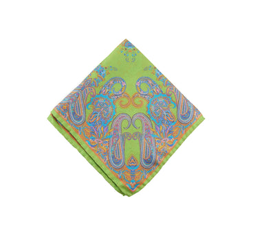 Lime paisley pocket square - 14221-71480 - Hammer Made