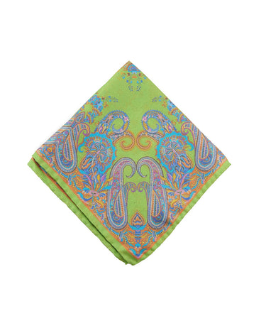 Lime paisley pocket square - 14221-71480 - Hammer Made