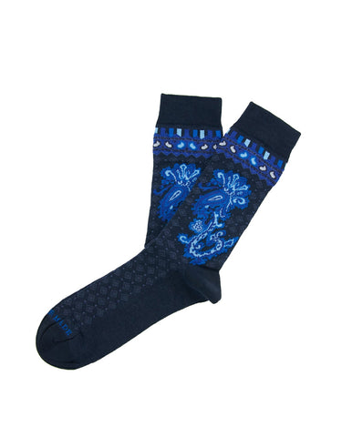 Navy/Blue Paisley Sock - 14535-74089 - Hammer Made